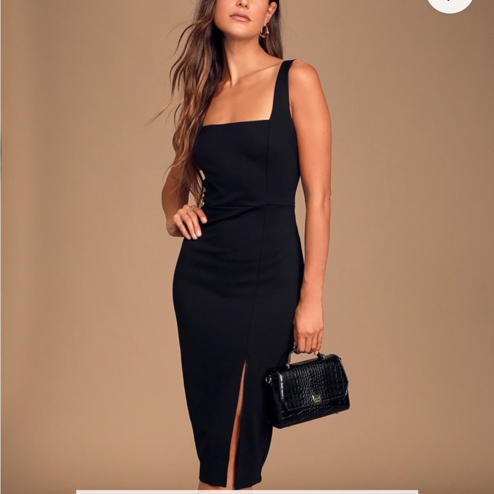 Lulus baby you’re the one black sleeveless bodycon midi dress